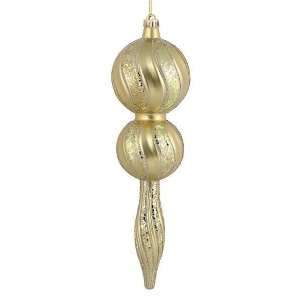16.5" Champagne Candy Glitter Finial Ornament