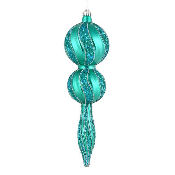 16.5" Teal Candy Glitter Finial Ornament