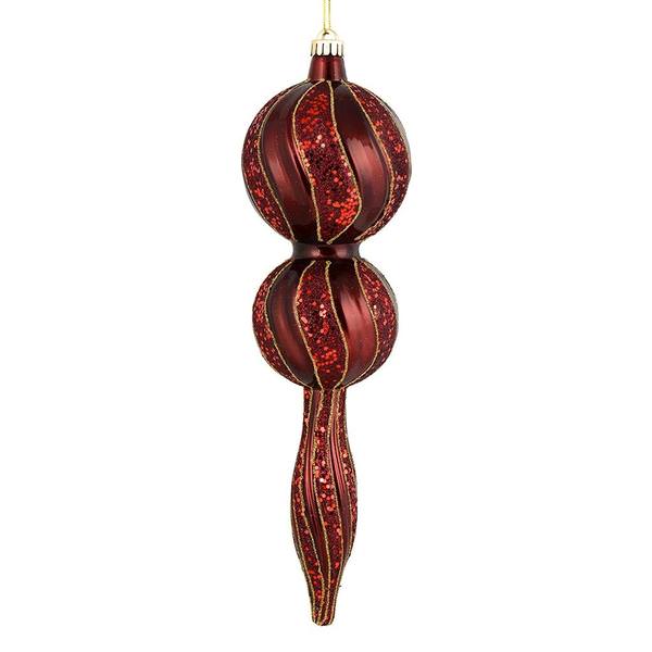 16.5" Burgundy Candy Glitter Finial Ornament