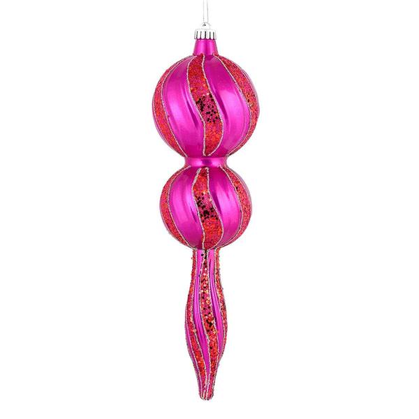 16.5" Fuchsia Candy Glitter Finial Ornament