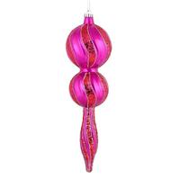 Vickerman 16.5" Fuchsia Candy Glitter Finial Ornament