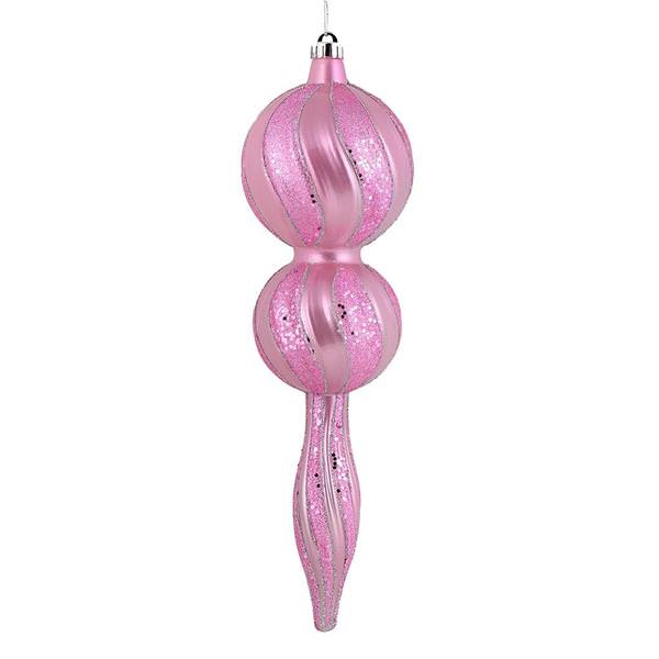 16.5" Pink Candy Glitter Finial Ornament