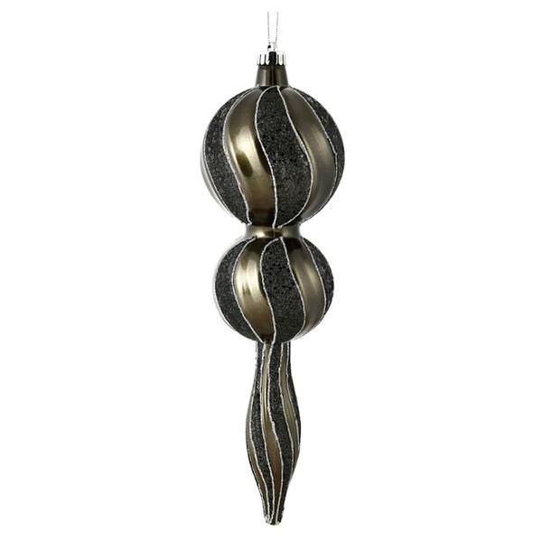 16.5" Gunmetal Candy Glitter Finial Ornament