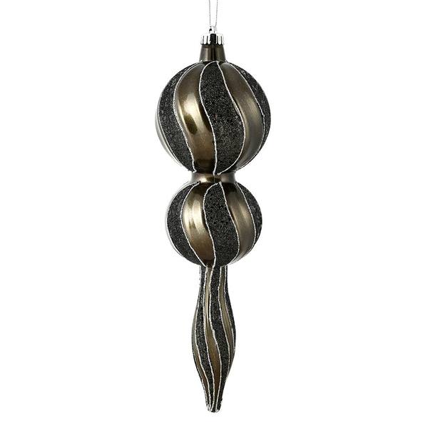 16.5" Pewter Candy Glitter Finial Ornament