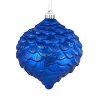 Vickerman 6" Blue Glitter Pine Cone Ornament (6 pack)