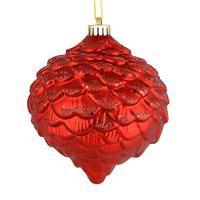Vickerman 6" Red Glitter Pine Cone Ornamen (6 pack)
