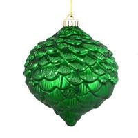 Vickerman 6" Green Glitter Pine Cone Ornament (6 pack)