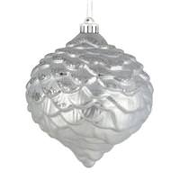 Vickerman 6" Silver Glitter Pine Cone Ornament (6 pack)