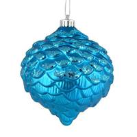 Vickerman 6" Turquoise Glitter Pine Cone Ornament (6 pack)