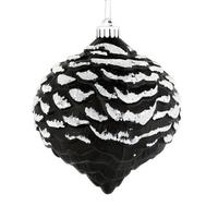 Vickerman 6" Black Glitter Pine Cone Ornament (6 pack)