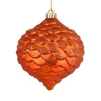 Vickerman 6" Burnished Orange Glitter Pine Cone Ornament (6 pack)