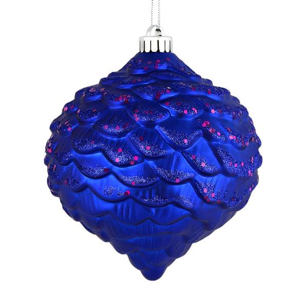 6" Cobalt Blue Glitter Pine Cone Ornament (6 pack)