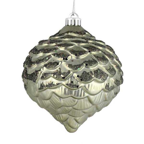 6" Wrought Iron Glitter Pine Cone Ornament (6 pack)