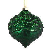 Vickerman 6" Emerald Glitter Pine Cone Ornament (6 pack)