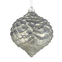 Vickerman 6" Limestone Glitter Pine Cone Ornament (6 pack)
