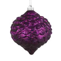 Vickerman 6" Plum Glitter Pine Cone Ornament (6 pack)