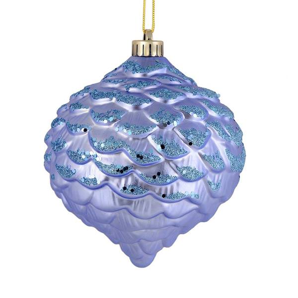 6" Periwinkle Glitter Pine Cone Ornament (6 pack)