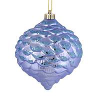 Vickerman 6" Periwinkle Glitter Pine Cone Ornament (6 pack)