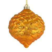 Vickerman 6" Antique Gold Glitter Pine Cone Ornament (6 pack)