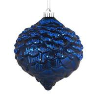 Vickerman 6" Midnight Blue Glitter Pine Cone Ornament (6 pack)