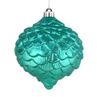 Vickerman 6" Teal Glitter Pine Cone Ornament (6 pack)