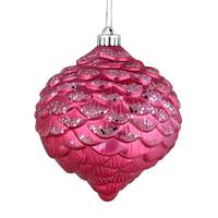 Vickerman 6" Mauve Glitter Pine Cone Ornament (6 pack)
