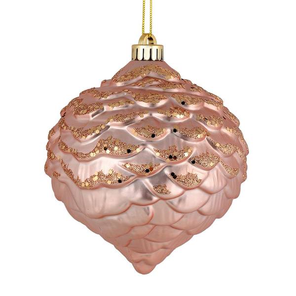 6" Rose Gold Glitter Pine Cone Ornament (6 pack)