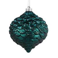 Vickerman 6" Sea Blue Glitter Pine Cone Ornament (6 pack)