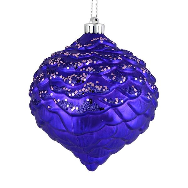 6" Purple Glitter Pine Cone Ornament (6 pack)