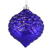 Vickerman 6" Purple Glitter Pine Cone Ornament (6 pack)