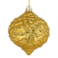 Vickerman 6" Gold Glitter Pine Cone Ornament (6 pack)