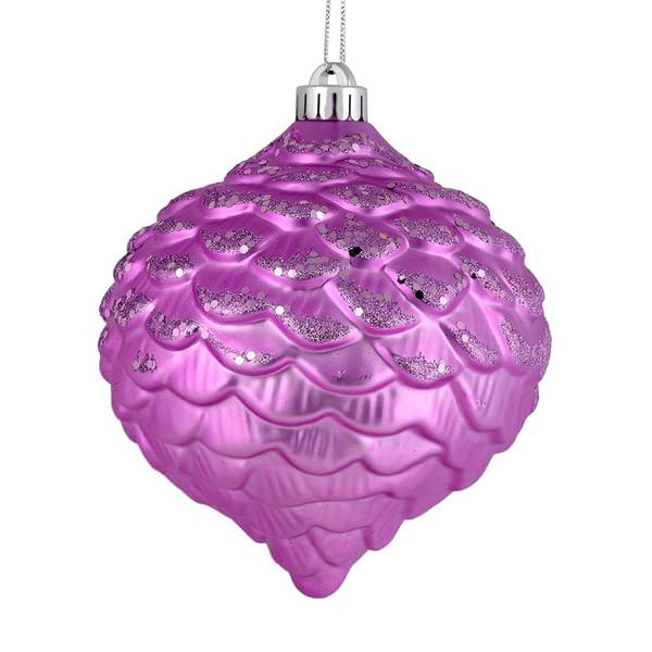 6" Orchid Glitter Pine Cone Ornament (6 pack)