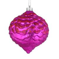 Vickerman 6" Fuchsia Glitter Pine Cone Ornament (6 pack)