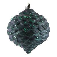 Vickerman 6" Midnight Green Glitter Pine Cone Ornament (6 pack)