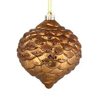 Vickerman 6" Mocha Glitter Pine Cone Ornament (6 pack)