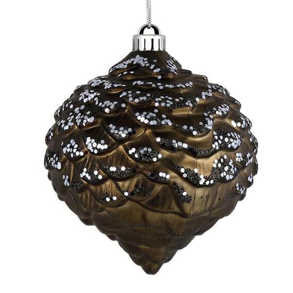6" Gunmetal Glitter Pine Cone Ornament (6 pack)