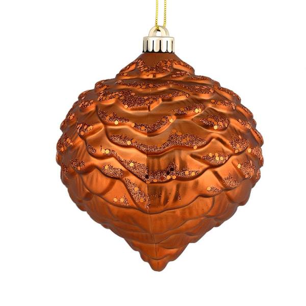 6" Copper Glitter Pine Cone Ornament (6 pack)