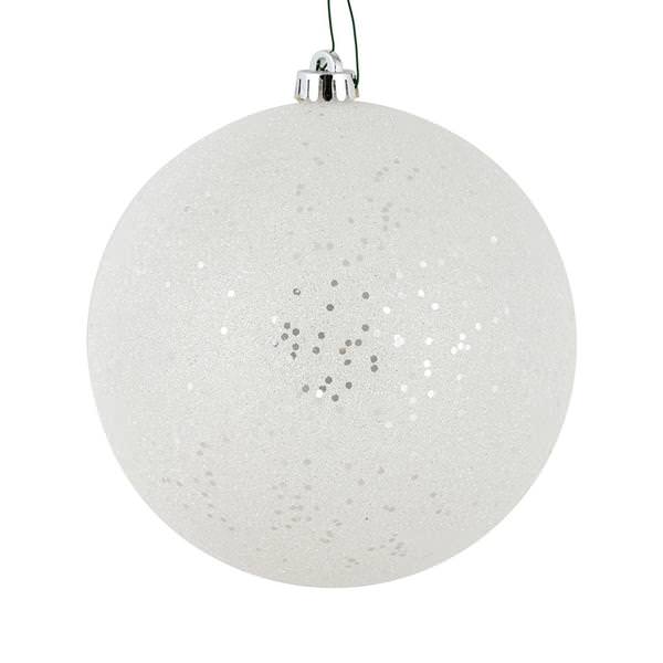 3" White Glitter Clear Ball Ornament (12 pack)