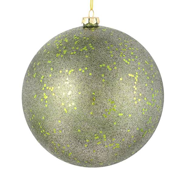 3" Moss Green Glitter Clear Ball Ornament (12 pack)