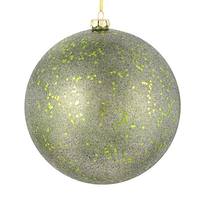 Vickerman 3" Moss Green Glitter Clear Ball Ornament (12 pack)