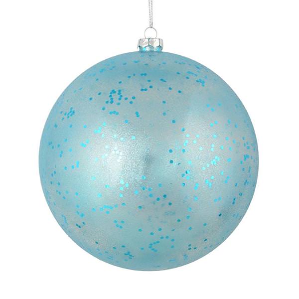 4" Baby Blue Glitter Clear Ball Ornament (6 pack)