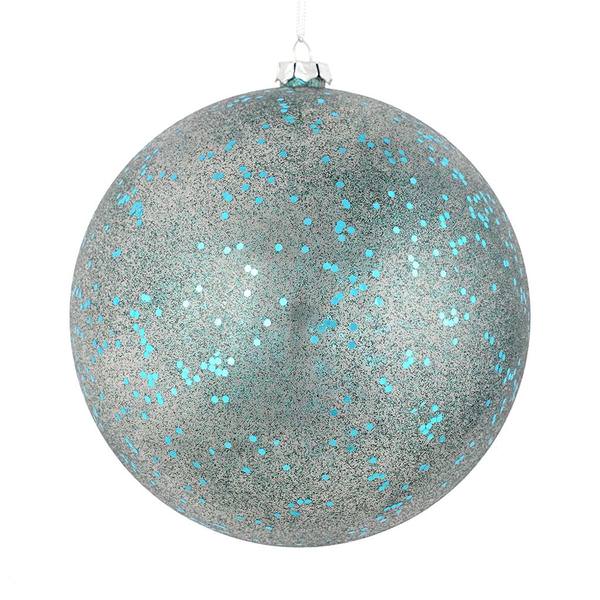 4" Sea Blue Glitter Clear Ball Ornament (6 pack)