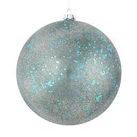 View 4" Sea Blue Glitter Clear Ball Ornament (6 pack)