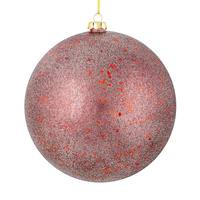 Vickerman 4" Burgundy Glitter Clear Ball Ornament (6 pack)