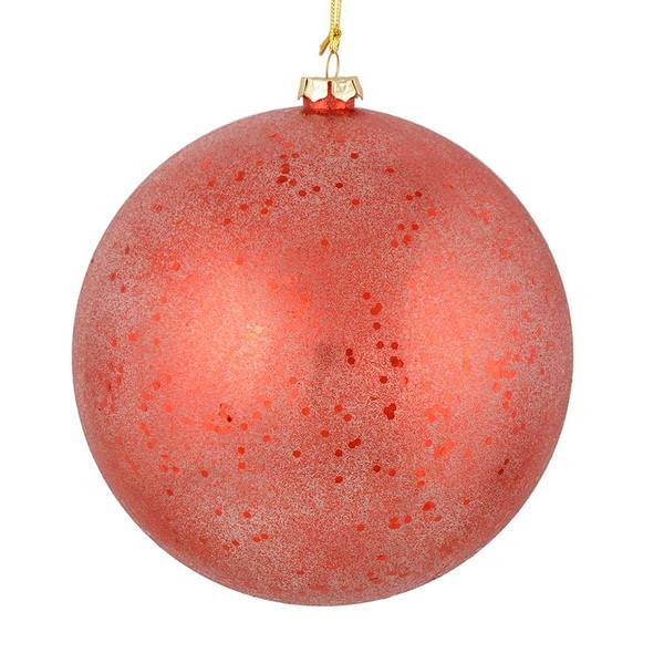 4.75" Red Glitter Clear Ball Ornament (4 pack)