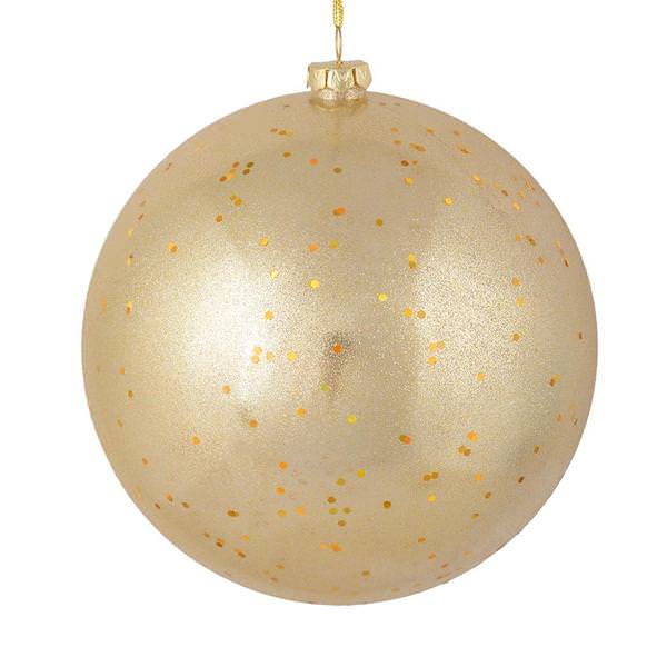 4.75" Champagne Glitter Clear Ball Ornament (4 pack)