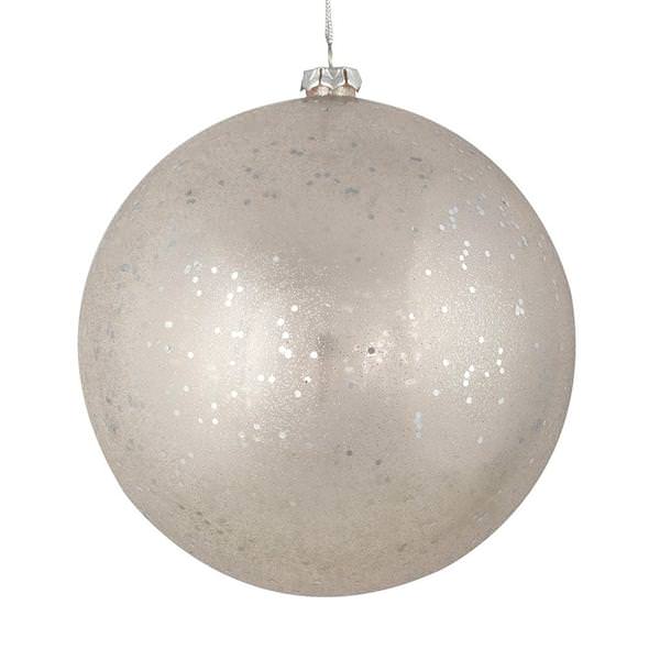 6" Silver Glitter Clear Ball Ornament (4 pack)