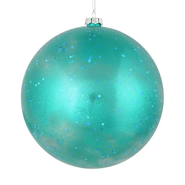 6" Teal Glitter Clear Ball Ornament (4 pack)
