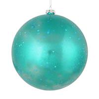 View 6" Teal Glitter Clear Ball Ornament (4 pack)