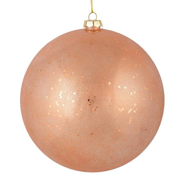 6" Rose Gold Glitter Clear Ball Ornament (4 pack)